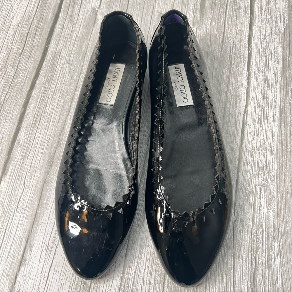 Jimmy Choo Black Patent Leather Flats